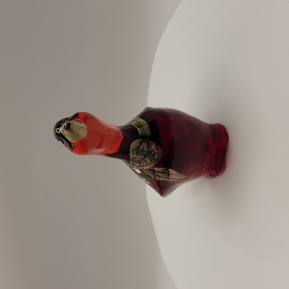 Signed Fenton Ruby Red Goose w/Hand Painted Christmas Ribbon & Bow - Picture 3 of 14